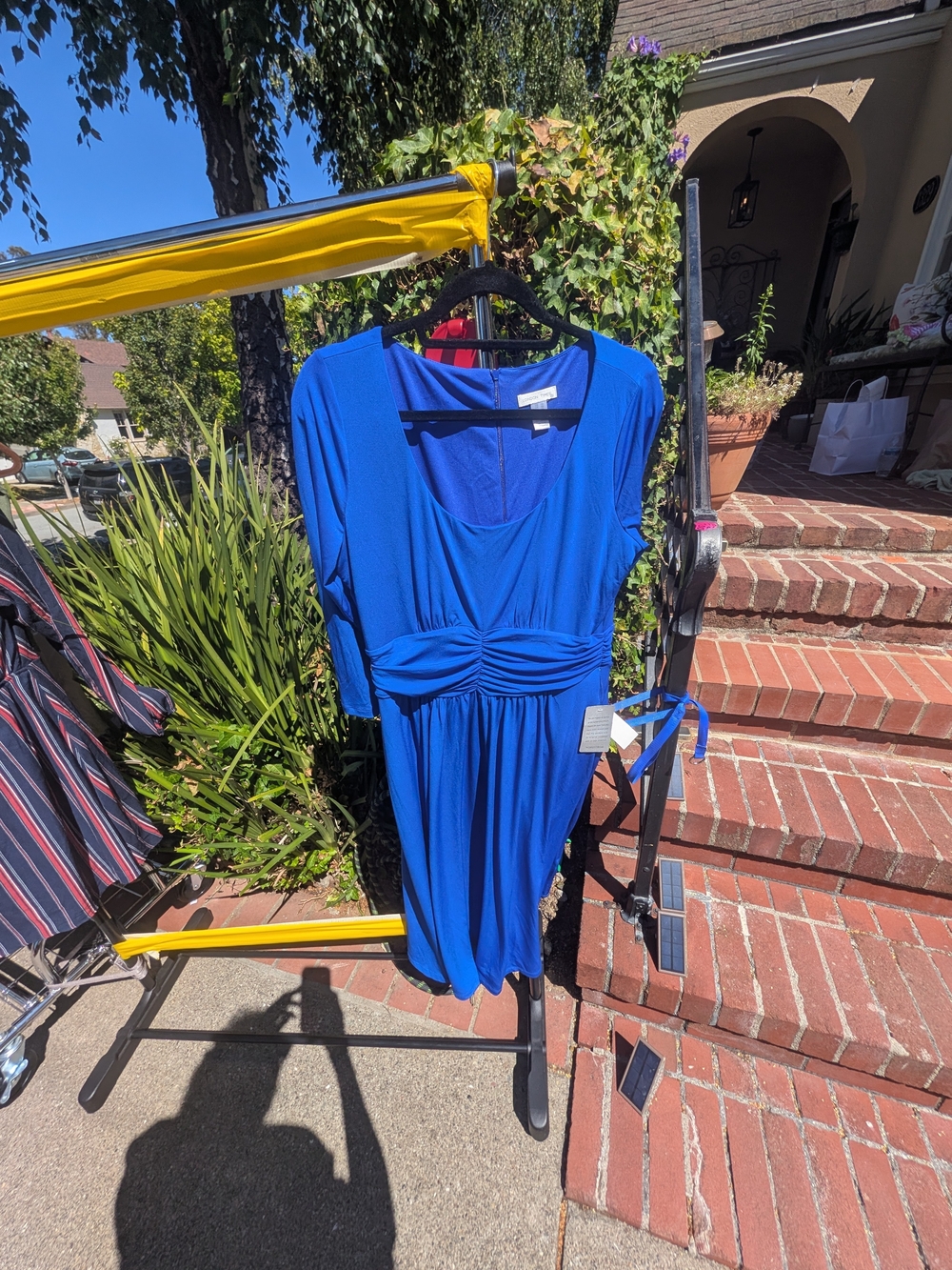 London Times Royal Blue Midi Dress with Knot Waist